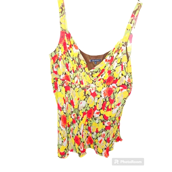 Anne Klein Floral & Brown Camisole Blouse Size XL - Picture 3 of 5